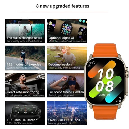 2026 Men's Smartwatch with 2.01-Inch HD Display, Bluetooth Calling, Health and Fitness Tracking, Multi-Sport Modes for Android and iOS